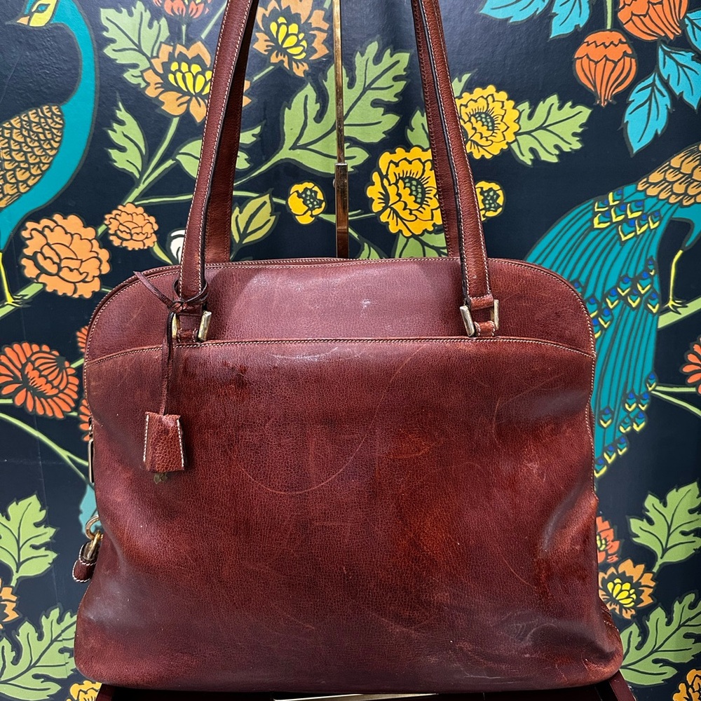 Vintage Salvatore Ferragamo Brown Leather Shoulder Tote with Lock & Key - Picture 3 of 15